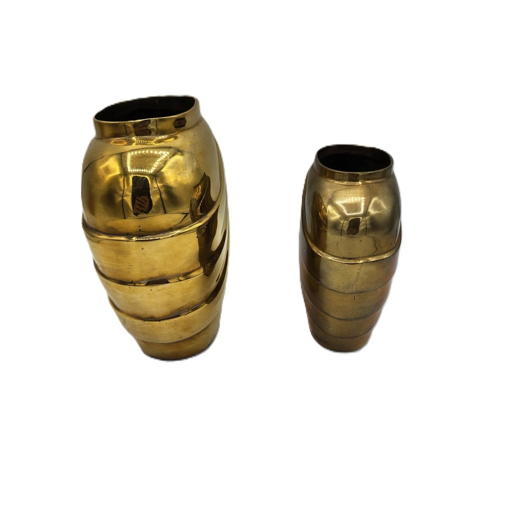 Vintage Brass Vases Art Deco Swirl Ribbon Heavy Metal Set of 2 Home‎ Decor - Picture 2 of 12